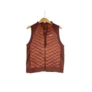 Nike Aeroloft Gilet Womens Medium Brick Red Down Fill Running Vest Body Warmer